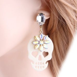 Jewelry - Skull Drop Earrings Acrylic White & Crystals Jewelry - Skull Drop Earrings Acrylic White & Crystals